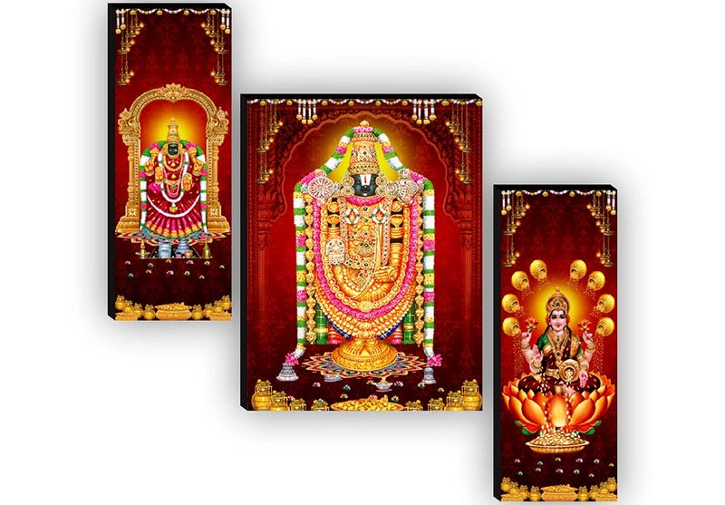 SAF paintings Set of 3 Tirupati Balazi UV Textured Paintings for living room with frame 12 Inch X 18 Inch SAF-JMS6523 - Image 4