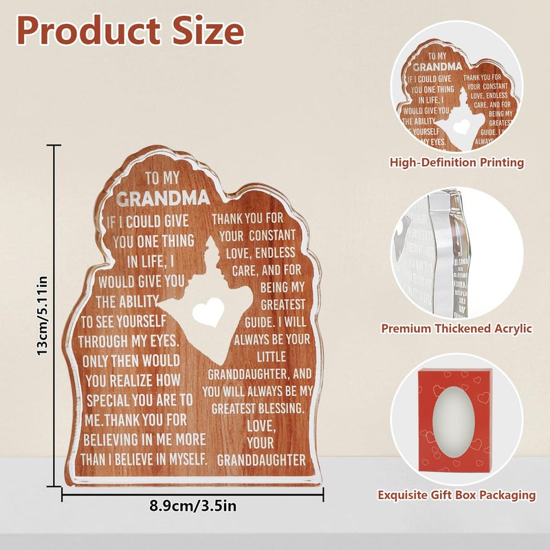MAMAGIFTREE Valentines Day Grandma Birthday Gifts, Great Gigi Gifts for Grandma from Granddaughter from Granddaughter, Grandmother Present Unique to My Grandma Acrylic Plaque Decor Sign - Image 3