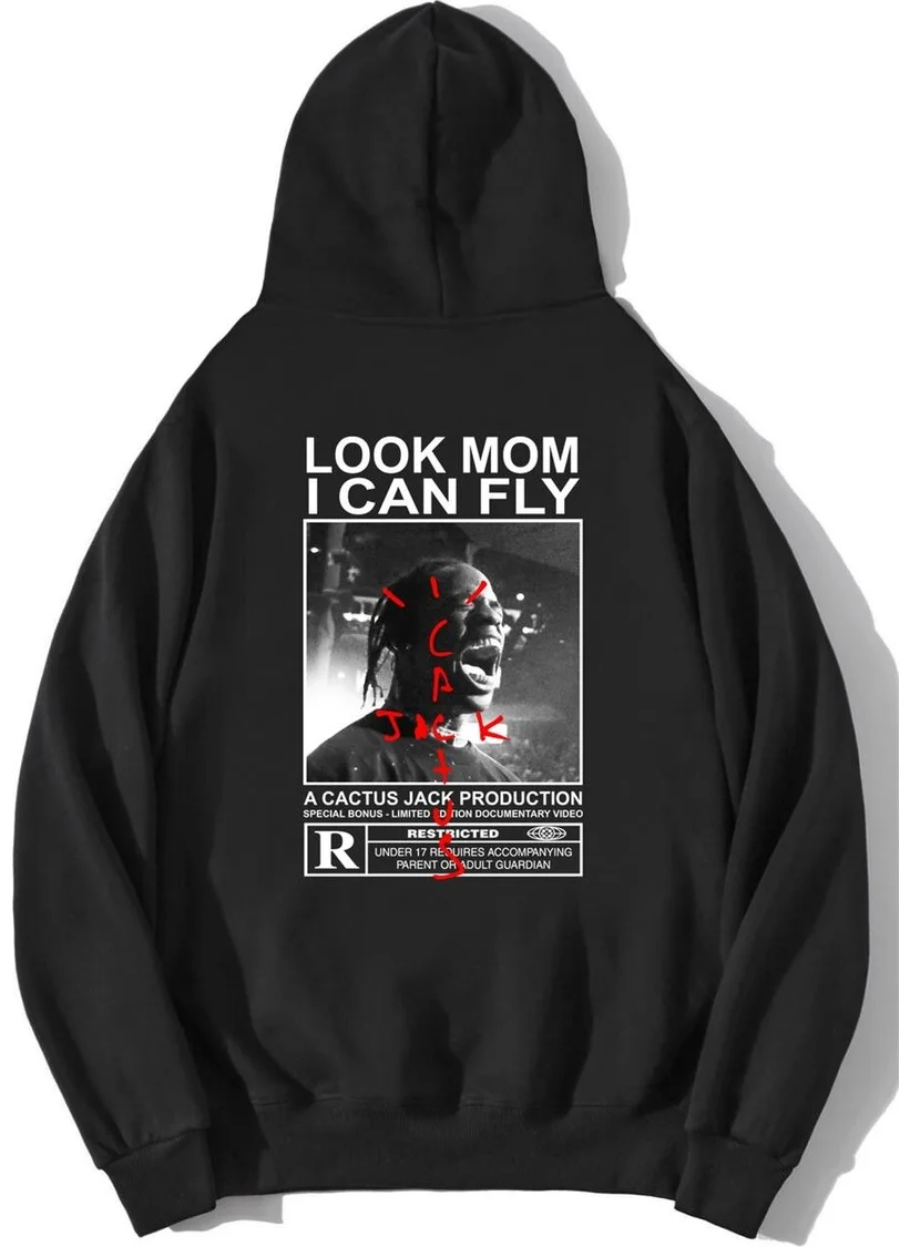 بي ار زد كولكشن Unisex Oversize Back Printed Look Mom I Can Fly Hoodie