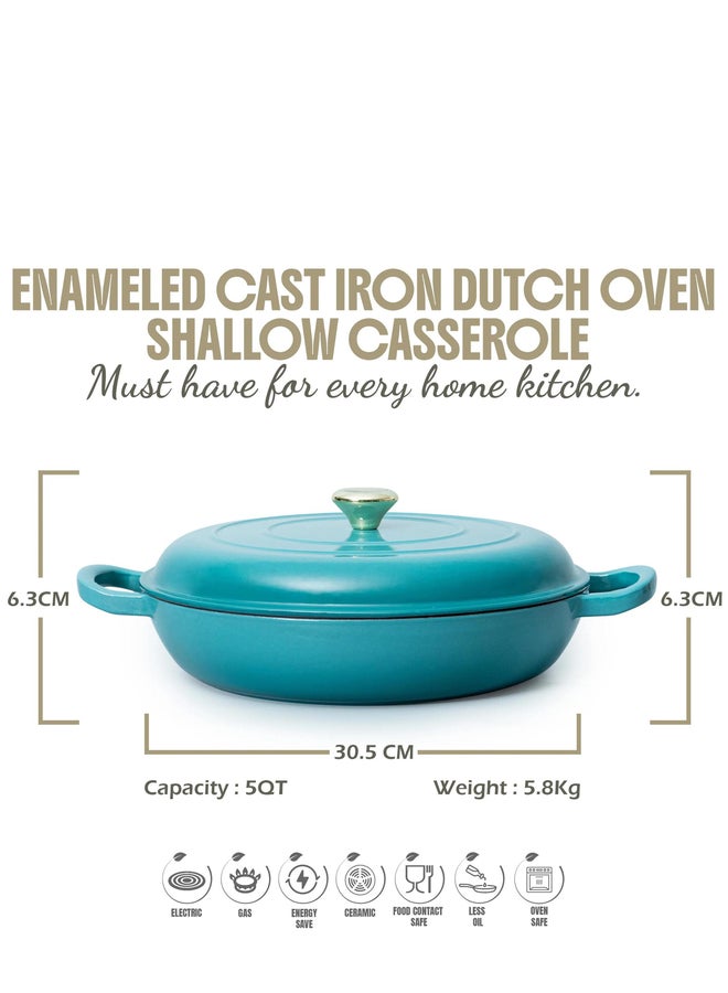 VAV GET Enameled Cast Iron Dutch Oven Shallow Casserole 12-inch - Image 3