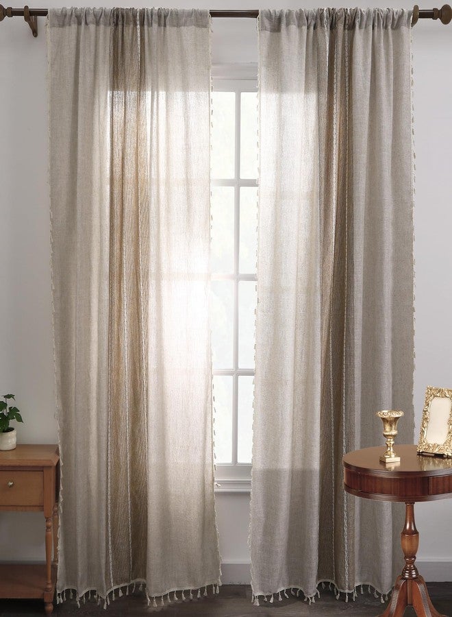 ColorBird Boho Curtains 2 Penals Stripe Curtains 84 inch Curtains for Living Room Bedroom - Image 3