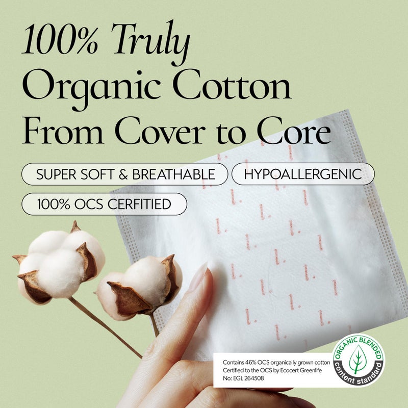 INERTIA The Prism White â€“ Truly Organic Ultra Thin & Leak-Proof Organic Cotton Korean Pads with Wings | Heavy Absorbency | Hypoallergenic, Super Absorbent, Chlorine-Free & Fragrance-Free (40 Count) - Image 2