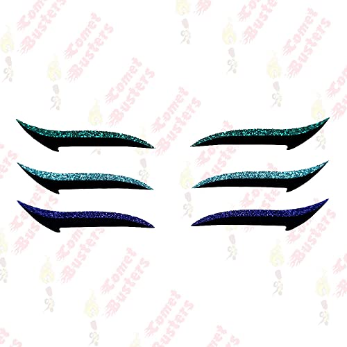 Comet Busters Teal, Aqua Blue and Royal Blue Glitter Eyeliner Stickers (EL051) - Image 3