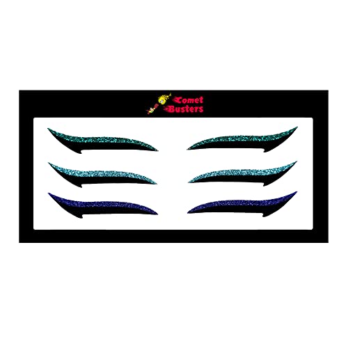 Comet Busters Teal, Aqua Blue and Royal Blue Glitter Eyeliner Stickers (EL051) - Image 2
