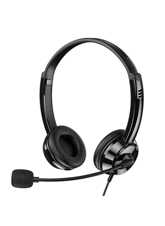 Danyin Dt326 Headphones, Over-ear Computer Headset, Business Office Call Center Telemarketing Headphones, Customer Service Earphone Recording Online Class English Learning, Dual Plug Black - Image 5