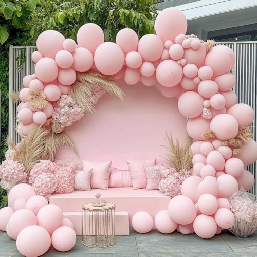 Pinbra Pastel Pink Balloon Garland Double Stuffed Light Baby Pink Balloon Arch Kit Different Sizes 18125 Inch Latex Color for Baby Shower Birthday Bridal Wedding Gender Reveal Princess Party Decorations - Image 5
