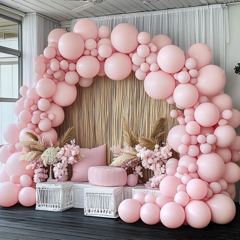 Pinbra Pastel Pink Balloon Garland Double Stuffed Light Baby Pink Balloon Arch Kit Different Sizes 18125 Inch Latex Color for Baby Shower Birthday Bridal Wedding Gender Reveal Princess Party Decorations - Image 3