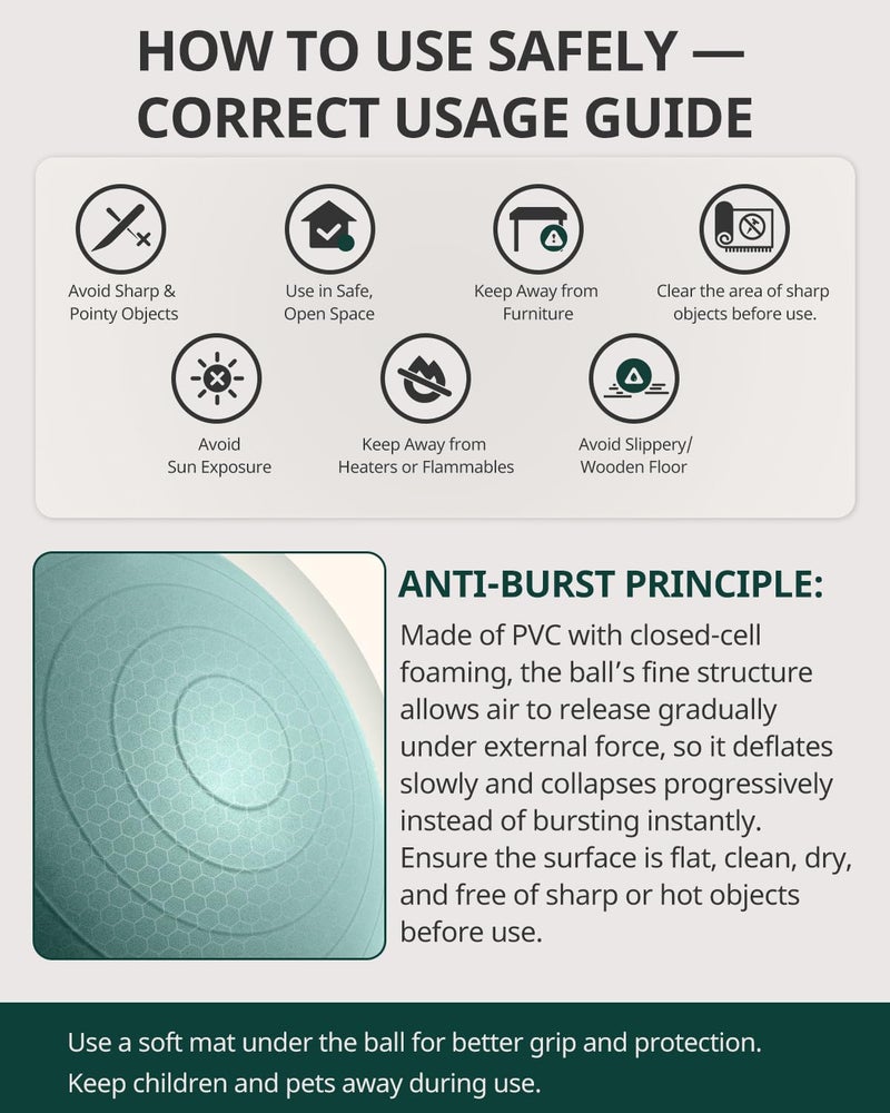 Trideer Exercise Ball Yoga Ball â€“ Office Seating & Balance Ball Chair, Stability Ball for Pilates, Physical Therapy,Core Training & Balance Improvement & Stretching - Image 2