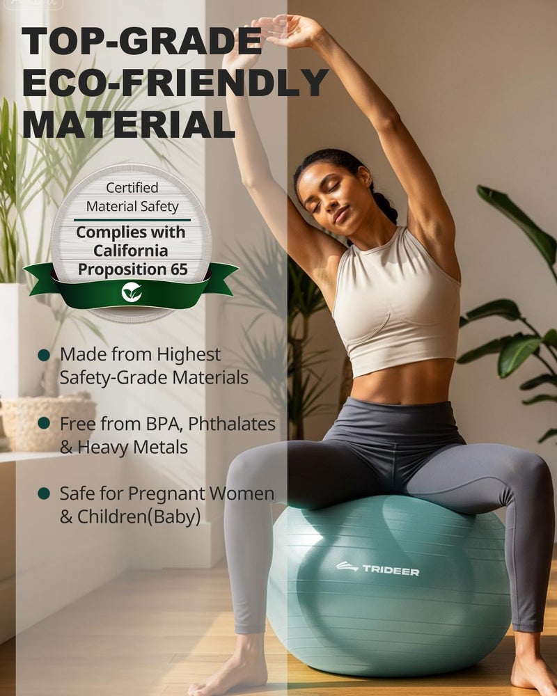 Trideer Exercise Ball Yoga Ball â€“ Office Seating & Balance Ball Chair, Stability Ball for Pilates, Physical Therapy,Core Training & Balance Improvement & Stretching - Image 3