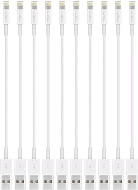 Short Lighting Cable,FEEL2NICE 10 Pack 7-Inch iPhone Cord Data Sync USB Portable Fast Charger for iPhone X XS Max XR / 8/8 Plus / 7/7 Plus / 6/6 Plus / 5S / iPad/iPod, White