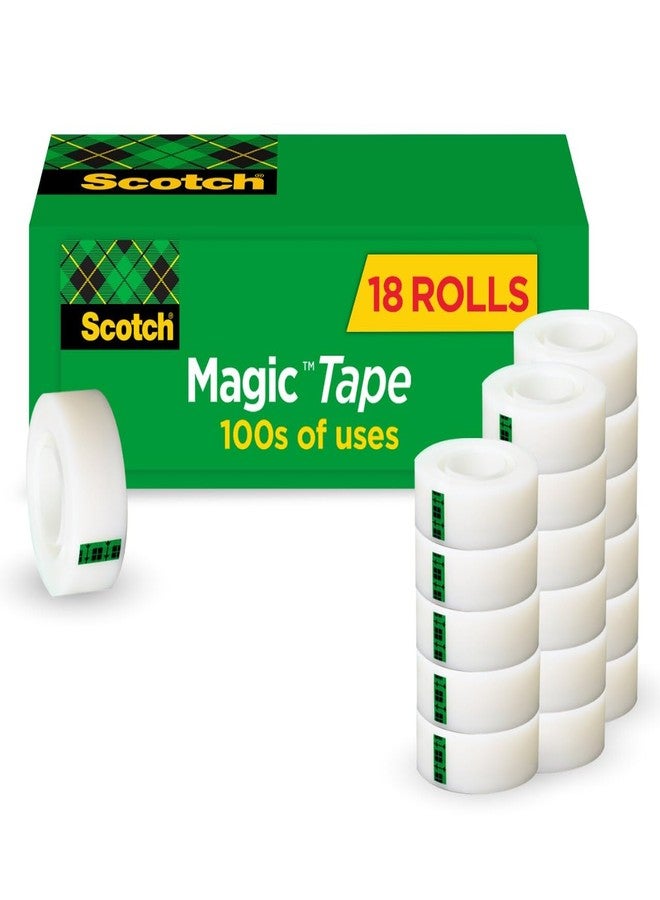 Scotch Scotch Magic Tape, 18 Rolls, Numerous Applications, Invisible, Engineered for Repairing, 3/4 x 1000 Inches, Boxed (810K18CP) - Image 1