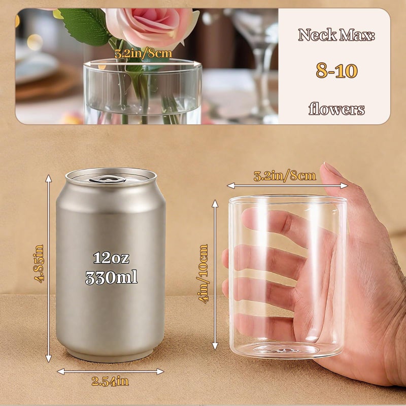 TBWIND 12pcs Small Glass Cylinder Vases for Centerpieces, 4 Inch Clear Flowers Vase for Wedding Decorations, Glass Hurricane Candle Holder for Home Decor Table Centerpiece - Image 3