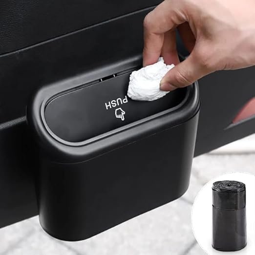 Caltero Caltero Car Trash Can with Lid Accmor Mini Vehicle Trash Bin Car Dustbin Garbage Organizer with One Roll Trash Bag Automotive Garbage Can Bin Trash Container for Auto Cars Home Office2024 - Image 1