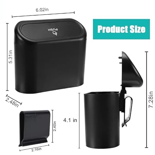 Caltero Caltero Car Trash Can with Lid Accmor Mini Vehicle Trash Bin Car Dustbin Garbage Organizer with One Roll Trash Bag Automotive Garbage Can Bin Trash Container for Auto Cars Home Office2024 - Image 2