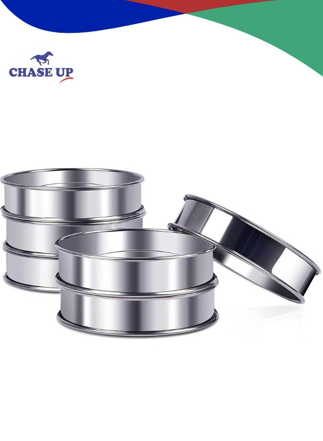 Chase Up 4inch English Muffin Rings, 6pcs Double Rolled Stainless Steel Crumpet Tart Rings for Baking - Image 1