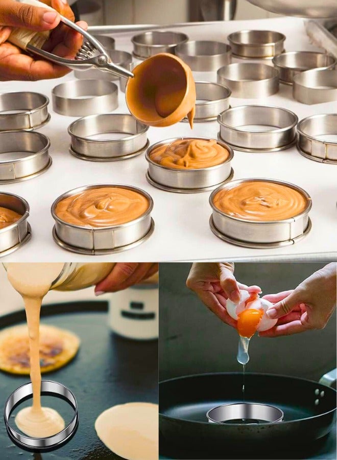 Chase Up 4inch English Muffin Rings, 6pcs Double Rolled Stainless Steel Crumpet Tart Rings for Baking - Image 2