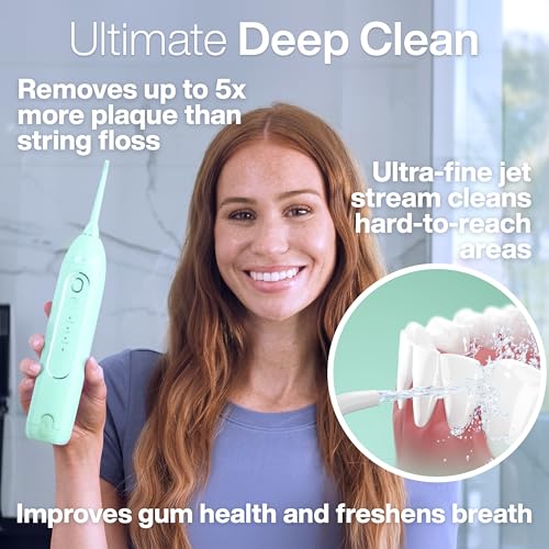 AquaSonic Icon Water Flosser for Teeth – Cordless Rechargeable Oral Irrigator – Waterproof, Portable Dental Cleaning with Jet Tip – Braces Home Travel - Mint - Image 2