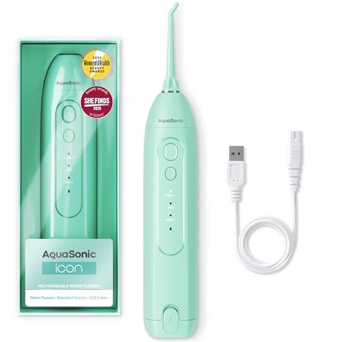 AquaSonic Icon Water Flosser for Teeth – Cordless Rechargeable Oral Irrigator – Waterproof, Portable Dental Cleaning with Jet Tip – Braces Home Travel - Mint - Image 1