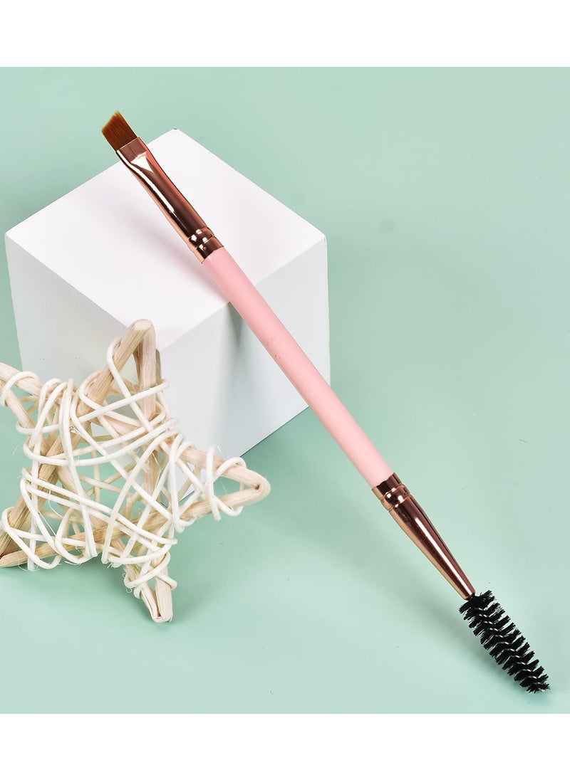 Generic 5pcs Pink Duo Eyebrow Brush Set Spoolie and Angled Brushes for Flawless Eye Makeup  - Image 5