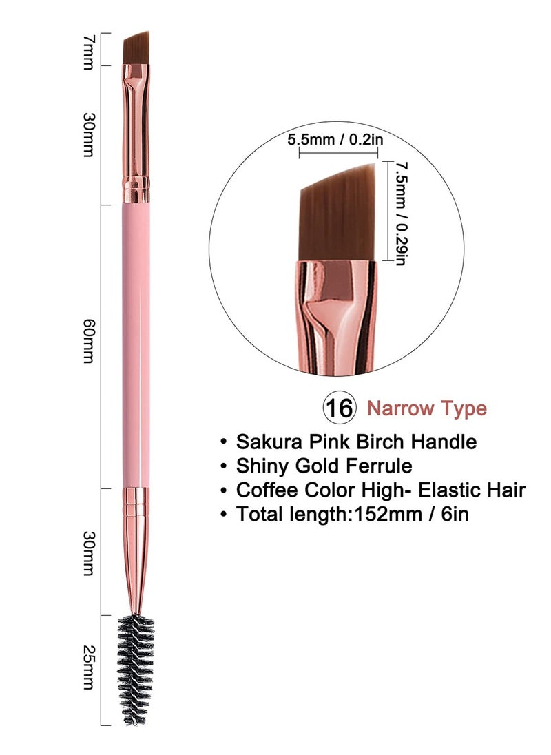 Generic 5pcs Pink Duo Eyebrow Brush Set Spoolie and Angled Brushes for Flawless Eye Makeup  - Image 2