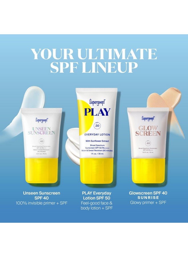 Supergoop! SPF Bestsellers Starter Set - Includes PLAY Everyday Lotion SPF 50 (1 fl oz), Unseen Sunscreen SPF 40 (0.5 fl oz) & Glowscreen SPF 40 (0.5 fl oz) - Image 2