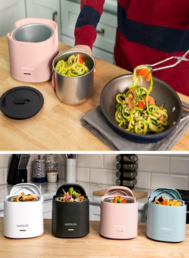 Nostalgia Portable Heated Lunch Box - 2.5-Cup Stainless Steel Food Warmer - Detachable Cord, Leak-Proof Lid, Carry Handle - Portable for Work & Travel - Cherry Blossom - Image 4