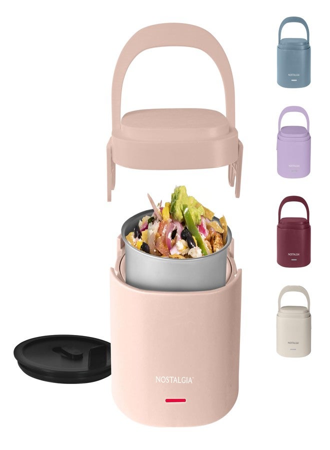 Nostalgia Portable Heated Lunch Box - 2.5-Cup Stainless Steel Food Warmer - Detachable Cord, Leak-Proof Lid, Carry Handle - Portable for Work & Travel - Cherry Blossom - Image 1
