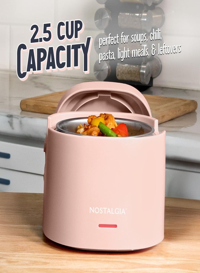 Nostalgia Portable Heated Lunch Box - 2.5-Cup Stainless Steel Food Warmer - Detachable Cord, Leak-Proof Lid, Carry Handle - Portable for Work & Travel - Cherry Blossom - Image 5