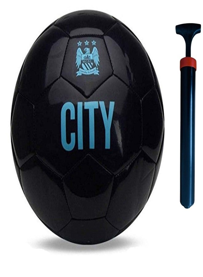 MS 10 Hand Stitched Football with Free Hand Air Pump - Match Ball for Training & Recreational Play | Ideal for Beginners | City Black Design - Image 2