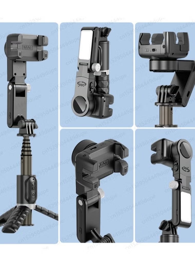 JAJEEK Q18 Desktop Gimbal Stabilizer with Fill Light – 360° Rotation, Adjustable Height, Selfie Stick Tripod for iPhone & Smartphones – Ideal for Vlogging, Live Streaming & Content Creation  - Image 4
