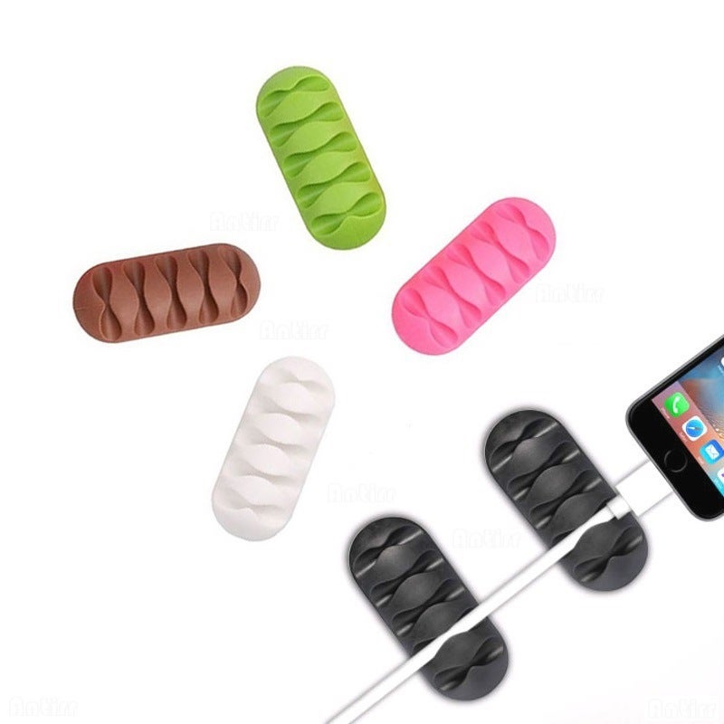 Supply Mobile Phone Charging Cable Organizer Small Gift Cable Fixer Car-Mounted Silicone Five-Hole Cable Bundle - Image 2