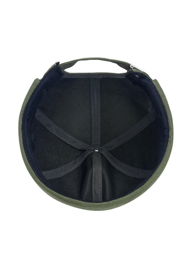Unisex Olive Green Brimless Skull Cap, Casual Rolled Edge Sailor Hat with Sports Embroidery, One Size - Image 3