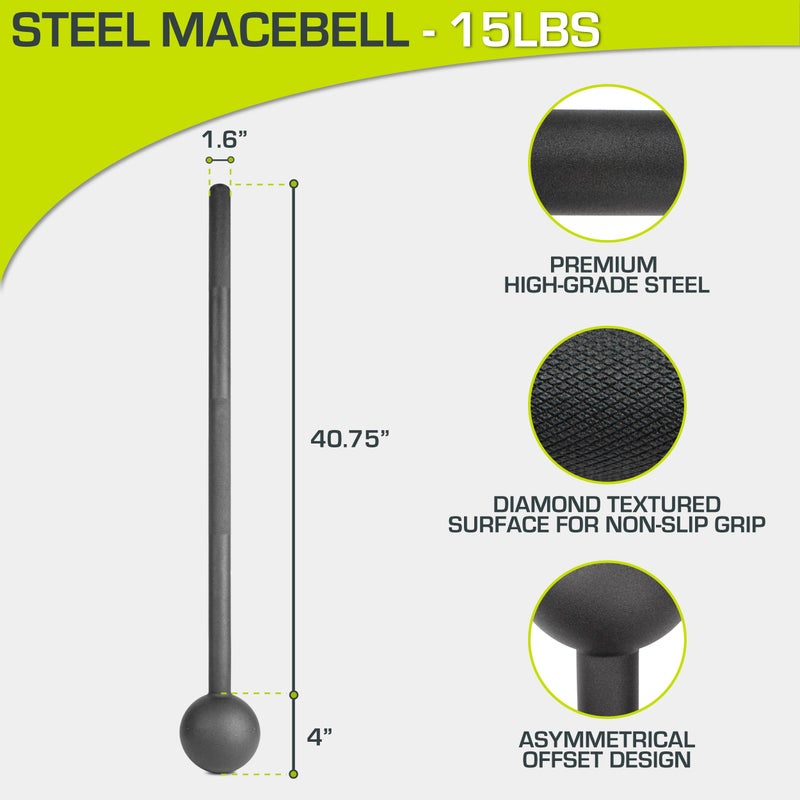 ProsourceFit Steel Macebell, Heavy Duty Steel Mace, Workout Mace with Non-Slip Grip for Gada, Strength and Core Training - Image 2