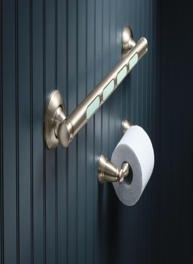Moen MLR8718D4GBN Banbury 18" Glow-In-The-Dark Bathroom Grab Bar, Brushed Nickel - Image 4