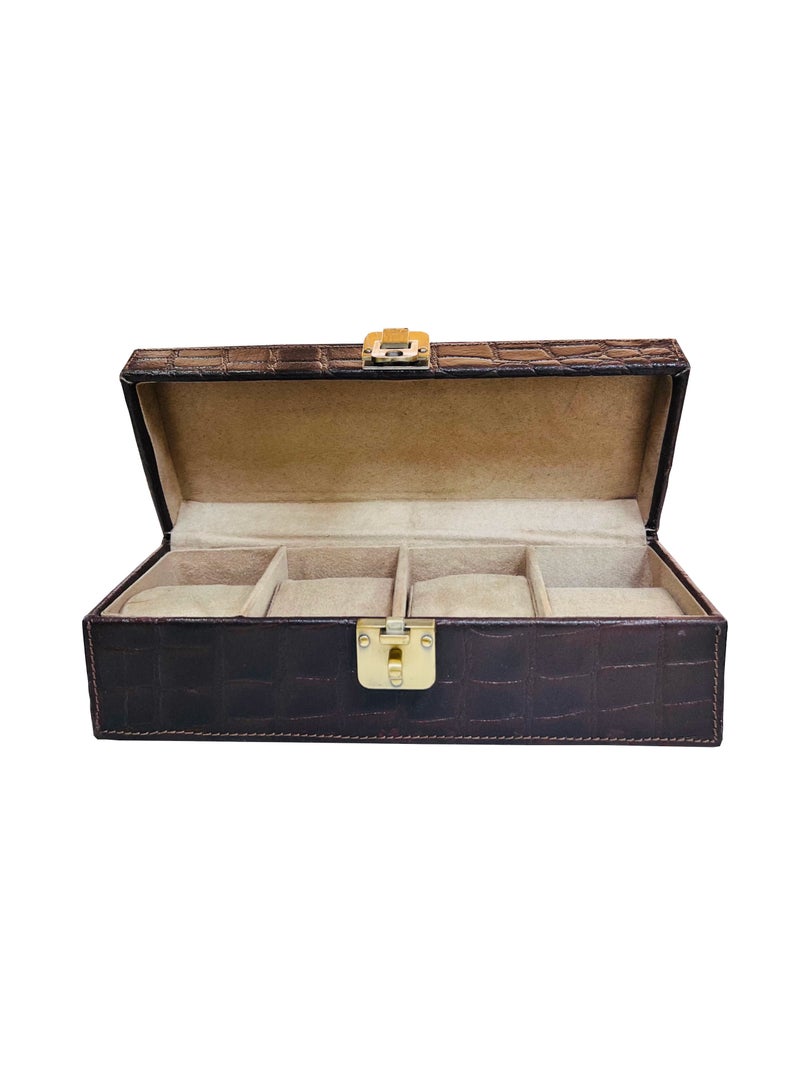 THREE SIXTY 4 Slot Croco Leather Watch Box - Image 1