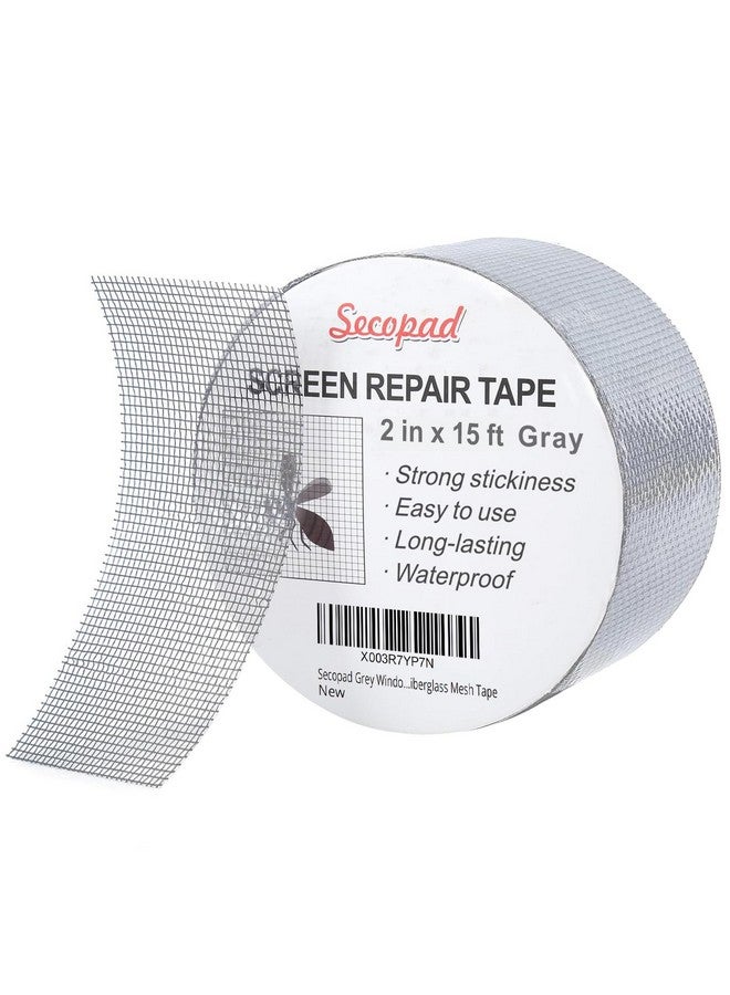 Secopad Grey Window Screen Repair Tape, 2IN X 15FT (180IN) Screen Repair Kit for Windows or Doors, Strong Adhesive Patch Kit Fiberglass Mesh Tape - Image 1