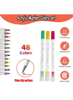 FunBlast FunBlast Acrylic Marker Colors set - Set of 48 Color Markers, Acrylic Brush Head Paint Markers, Colors Markers Water Based Paint Pen for Rock Painting, Canvas, Photo Album, Craft, School Project 