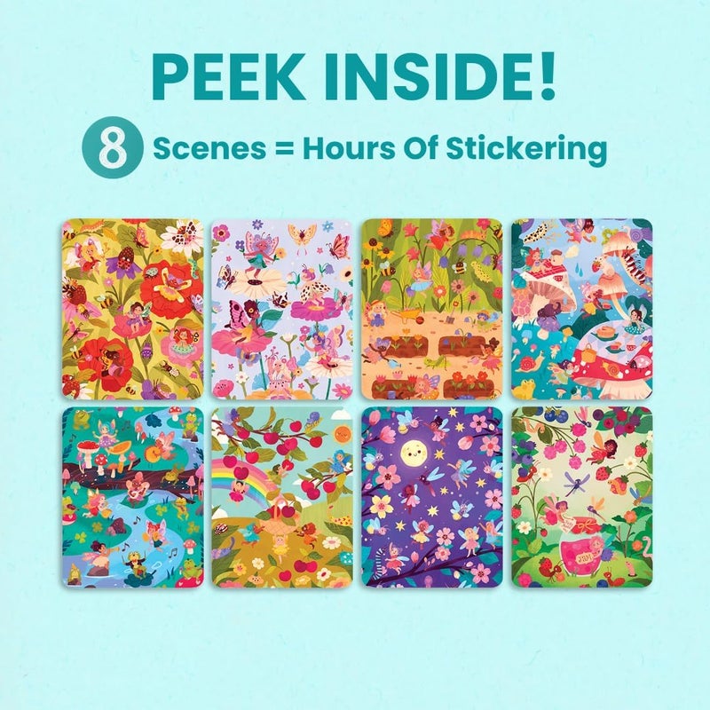 CUPKIN Fairies in The Garden by , Toddler Sticker Book for Kids, Fairies Toy, Toddler Road Trip Essentials, 300+ Girly Stickers + 8 Sticker Scenes and Coloring Pages, Stickers Ages 2+ - Image 5