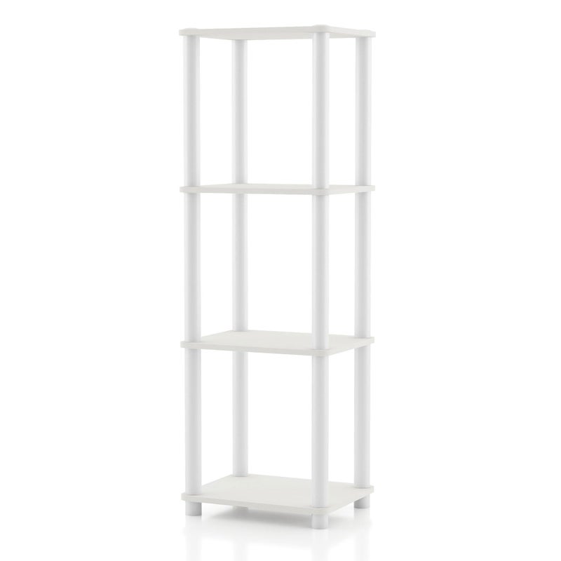 Homes: Inside + Out Apexa Modern 4-Tier Narrow Shelving Units, Collectibles Display Shelves, Easy Assembly Standing Shelf, Home Storage Organizer for Living Room, Bedroom, Office, White - Image 1