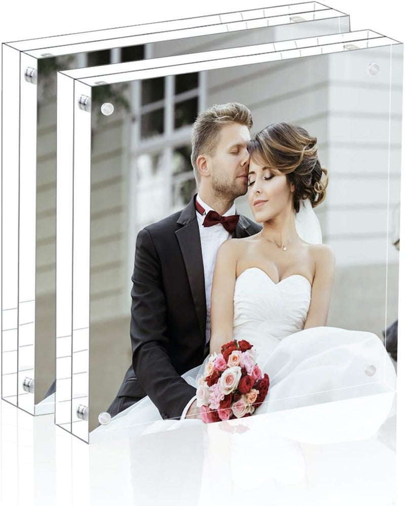 Magicool Premium Acrylic Photo Frame- Magnet Photo Frame -Double Sied Thick Desktop Frames (5x5 2 Pack) - Image 1