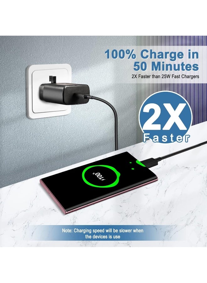 Topleo - Fast Charger for Samsung Galaxy Charger Head with Charging Cable 45 watts, S23 Ultra S23 Plus S23 S23 S22 Ultra S22 S21 Ultra S21 S21 A54 A53 A52 A32-45W with Type-C 5A fast Cable - Image 1