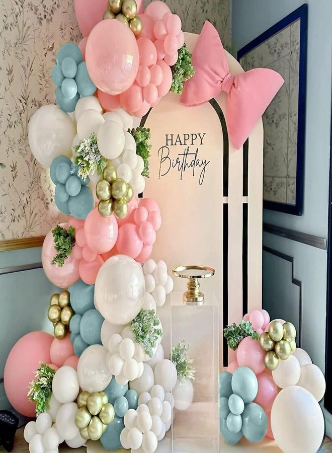 Janinus 12 Inch Pink and Blue Balloon - 50 Pcs Gender Reveal Balloons Light Pink Blue White and Gold Confetti Balloons with 33ft Ribbon & Glue Dots for Baby Shower Gender Reveal Decorations or Party Supplies - Image 3