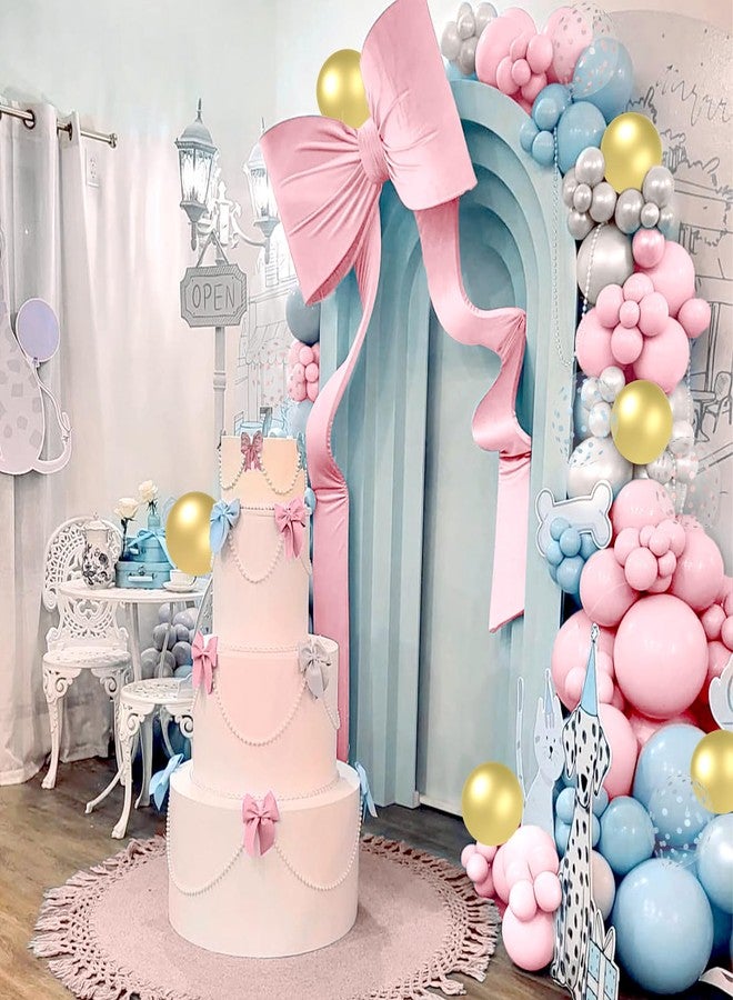 Janinus 12 Inch Pink and Blue Balloon - 50 Pcs Gender Reveal Balloons Light Pink Blue White and Gold Confetti Balloons with 33ft Ribbon & Glue Dots for Baby Shower Gender Reveal Decorations or Party Supplies - Image 4
