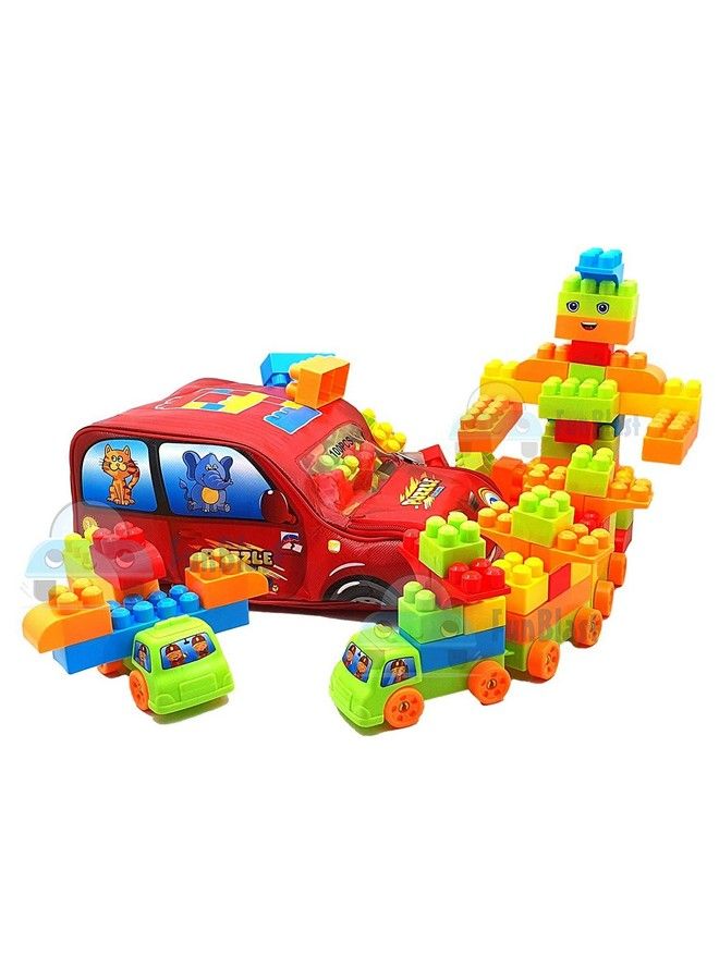 FunBlast Building Blocks Toys For Kids With Wheel Learning Toy Block For Kids Toys And Games For Children Girls & Boys Age 345678 Years Multicolor (Includes 84 Pcs Blocks And 16 Wheels) - Image 1
