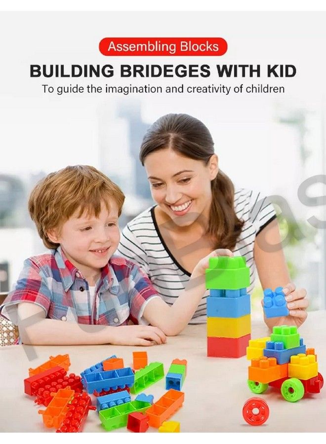 FunBlast Building Blocks Toys For Kids With Wheel Learning Toy Block For Kids Toys And Games For Children Girls & Boys Age 345678 Years Multicolor (Includes 84 Pcs Blocks And 16 Wheels) - Image 3