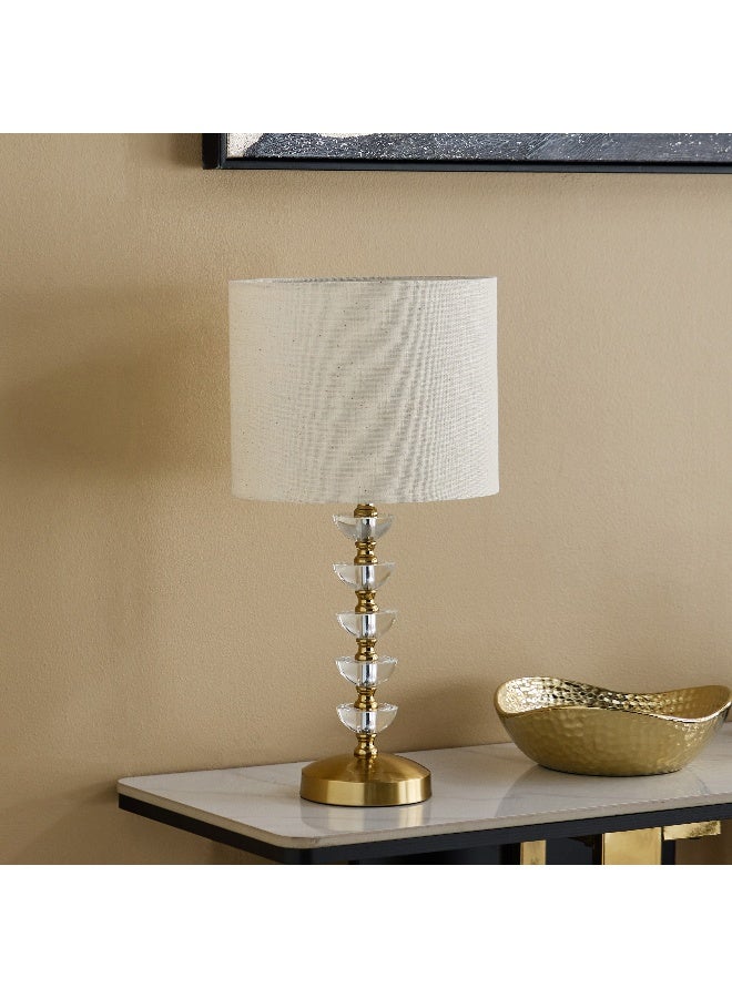 Home Box مصباح طاولة كريستالي مع ظل من الكتان للمنزل - Image 1