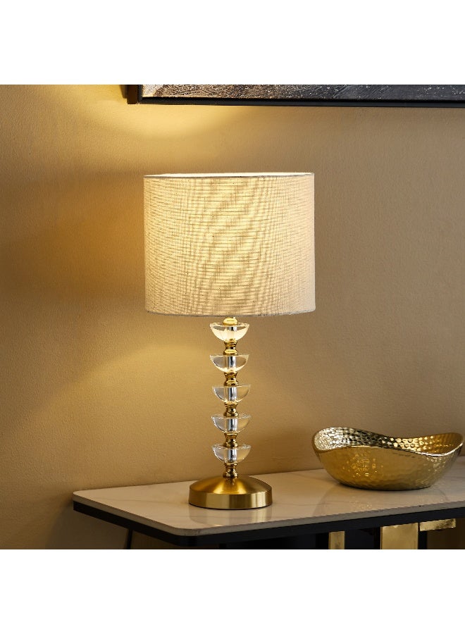 Home Box مصباح طاولة كريستالي مع ظل من الكتان للمنزل - Image 2