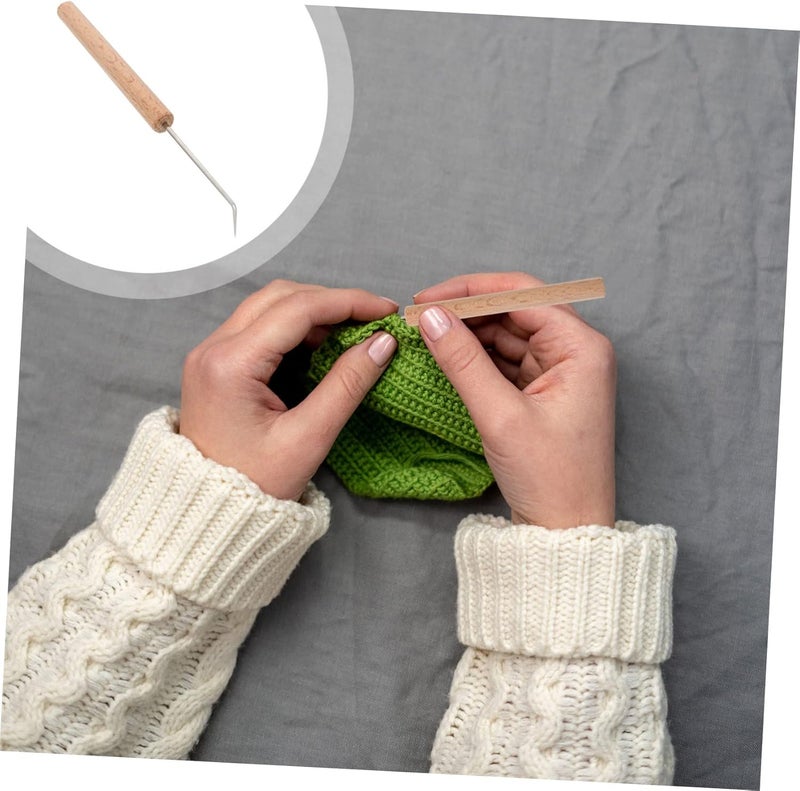 EXCEART 2pcs Smooth Wooden Crochet Hook for Knitting Crafts Ergonomic Design for Comfortable Grip for Sweaters Scarves for Crochet - Image 4