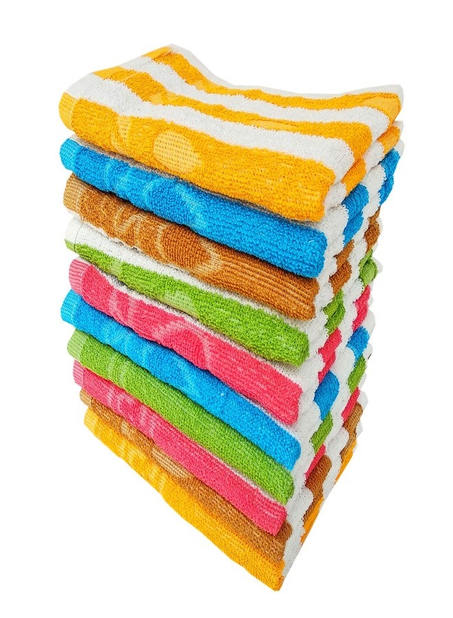 Space Fly Cotton Cabana Striped Hand Towels, High Absrobent (Multi Color_Size-10X16 inch_Set of 10) - Image 1