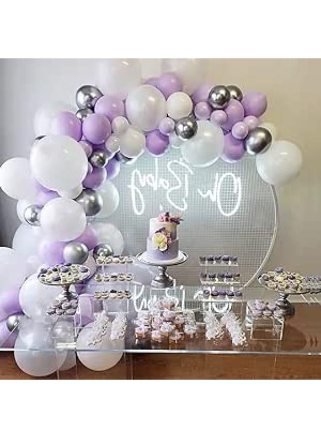 طقم قوس البالونات، إكليل بالون أرجواني 100 قطعة لتزيين عيد الميلاد، مع بالونات معدنية ومعكرونة وشريط بالون، - Image 1